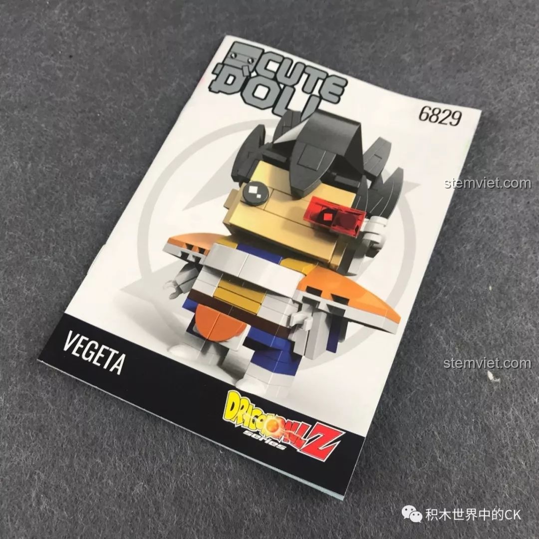 Sách hướng dẫn lắp ráp chi tiết cho mô hình Decool 6829 Hoàng tử Saiyan Vegeta tóc đen.