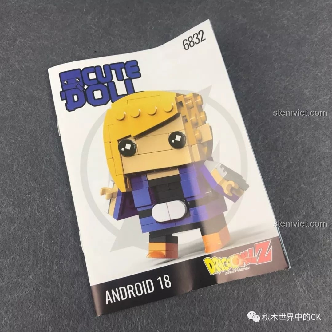 Sách hướng dẫn lắp ráp cho mô hình Decool 6832 Android 18 trong bộ sưu tập Dragon Ball Z.