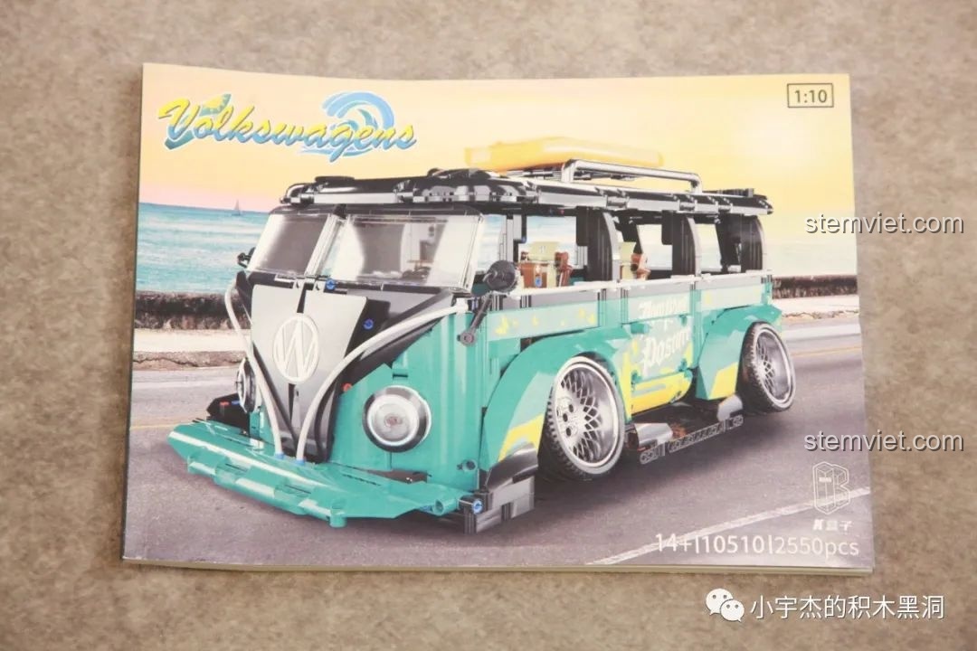 Sách hướng dẫn lắp ráp chi tiết cho bộ K Box 10510 Xe van cắm trại, bìa sách in hình sản phẩm hoàn thiện.