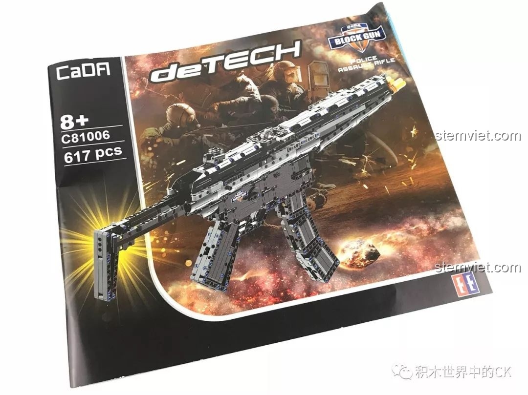 Sách hướng dẫn lắp ráp chi tiết của bộ đồ chơi mô hình Súng MP5 cho bé từ 8 tuổi CaDA C81006.