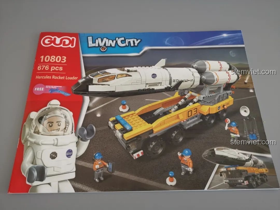 Sách hướng dẫn lắp ráp chi tiết của bộ đồ chơi xây dựng Tàu con thoi và xe chở 10803.