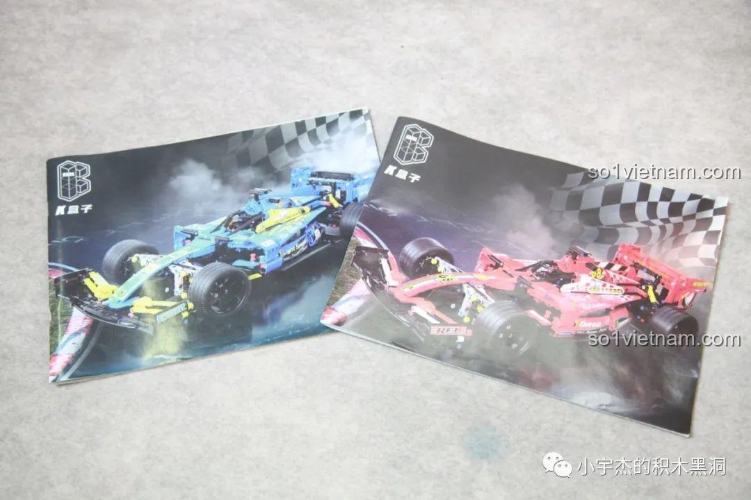Hai quyển sách hướng dẫn lắp ráp chi tiết cho bộ mô hình K-Box 10295 và 10296 Xe đua Công thức 1.