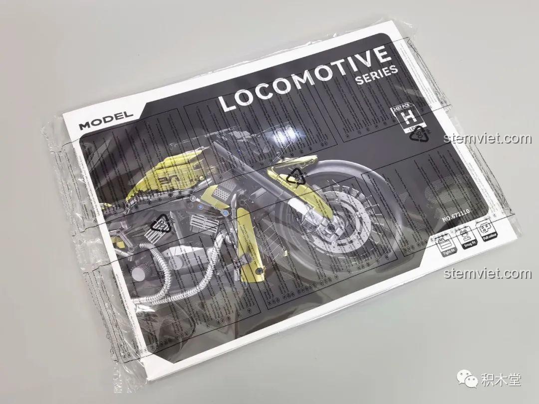 Sách hướng dẫn lắp ráp của bộ Mô tô Phantom Đêm được đóng gói cẩn thận trong túi nilon riêng biệt.