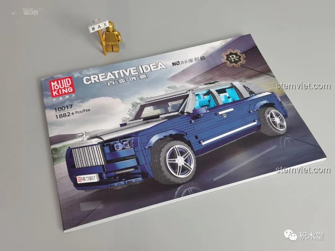 Sách hướng dẫn lắp ráp của bộ Mould King 10017 Rolls-Royce Cullinan, dày dặn và chi tiết.