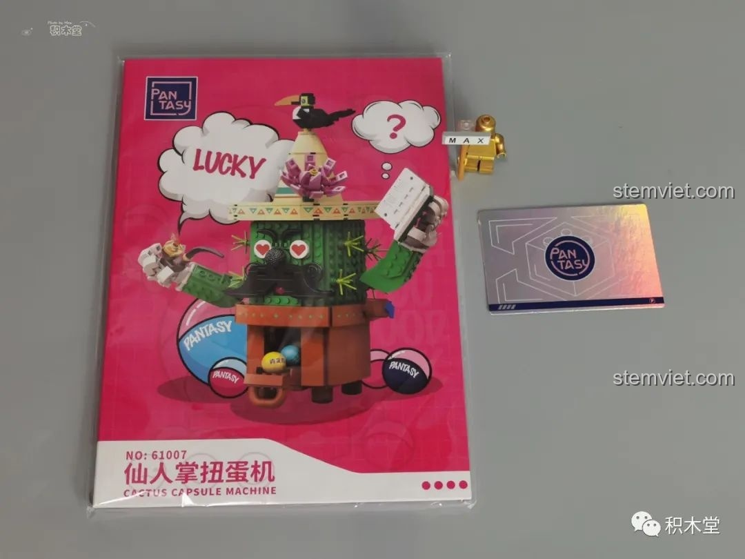 Sách hướng dẫn lắp ráp và thẻ thành viên của bộ đồ chơi sáng tạo Máy Vặn Trứng Xương Rồng Mexico 61007.