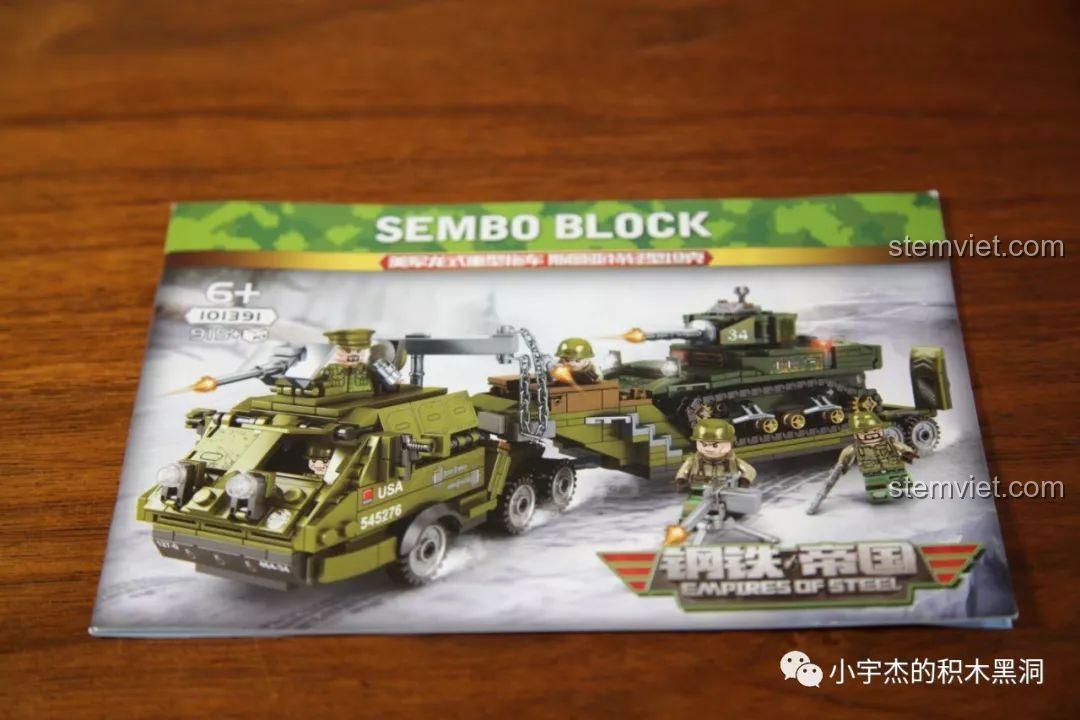 Sách hướng dẫn lắp ráp chi tiết của bộ đồ chơi Xe vận chuyển tăng M25 SEMBO giá bình dân.