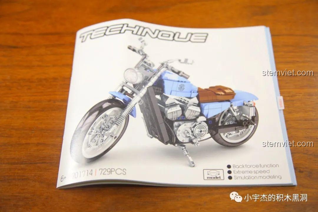 Sách hướng dẫn lắp ráp chi tiết của bộ đồ chơi mô hình xe máy Harley-Davidson Forty-Eight SEMBO 701714.