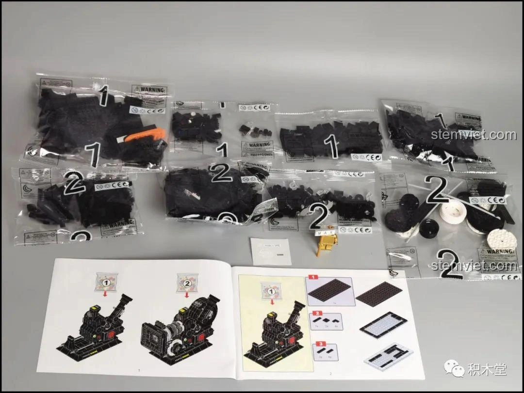 Sách hướng dẫn lắp ráp bộ lắp ghép Zhegao 00906 Máy Quay Phim Vintage và các mảnh ghép ống mềm.