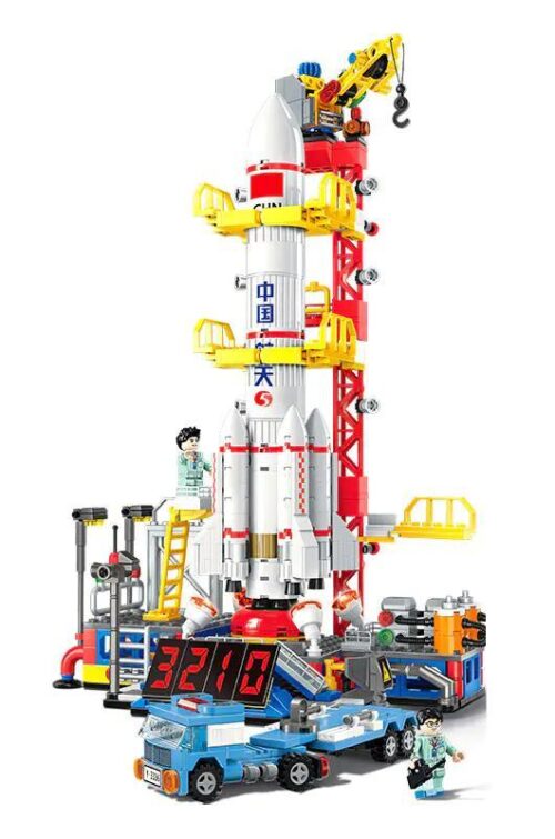 SEMBO 203336 Trung tâm Phóng Tên lửa Biển Sao, bộ đồ chơi xây dựng mô hình tên lửa vũ trụ, có tháp phóng xoay, xe tải chở tên lửa, tháp cẩu di chuyển, màn hình đếm ngược, cho bé trai 6 tuổi