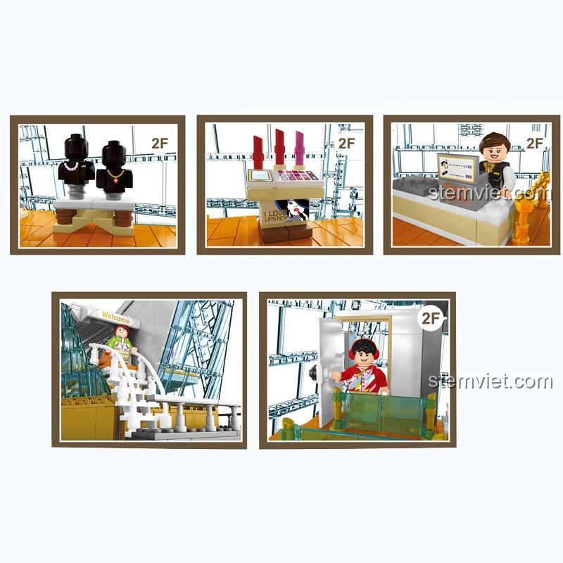 SEMBO 601099 Cửa hàng LV Flagship Singapore (Bản có đèn) - Bộ lắp ghép Kiến trúc Sang trọng