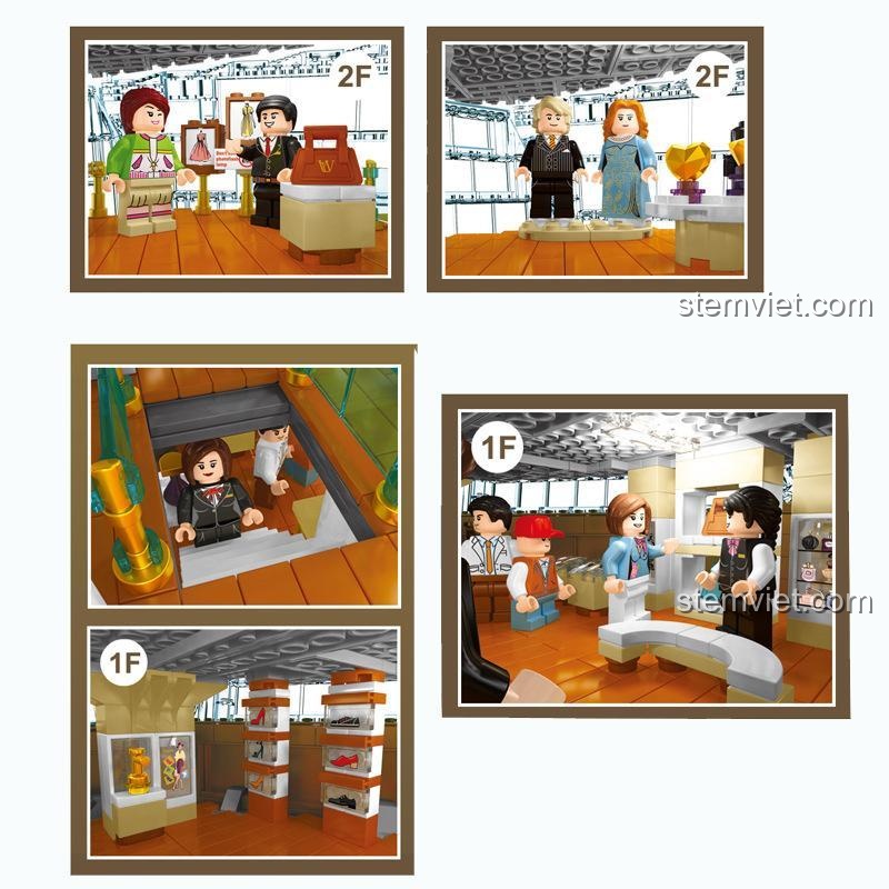 SEMBO 601099 Cửa hàng LV Flagship Singapore (Bản có đèn) - Bộ lắp ghép Kiến trúc Sang trọng