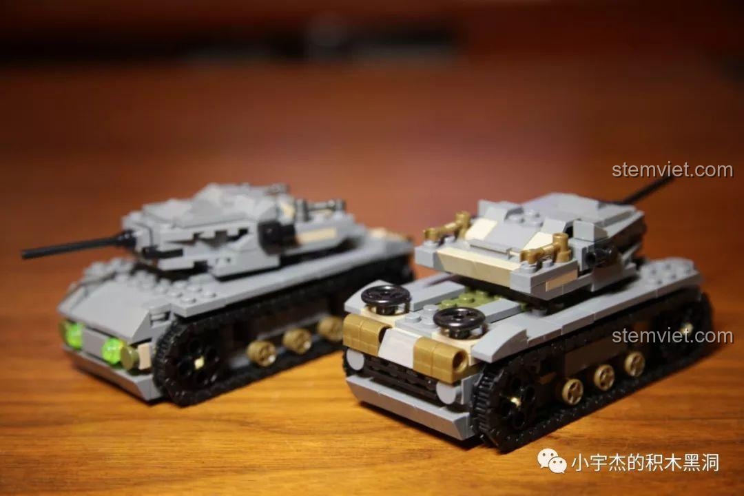 Mô hình xe tăng hợp thể từ bộ lắp ráp SEMBO 101120 Đế Chế Thép, màu xám.