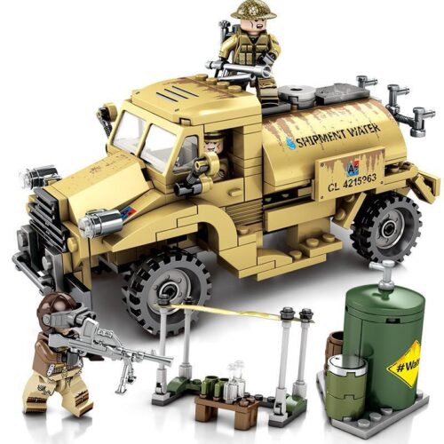 Bộ lắp ráp xe tải chở nước quân sự SEMBO 101302 CMP C15A Canada với 3 lính minifigures. Đồ chơi mô hình giá rẻ cho bé trai 6 tuổi.