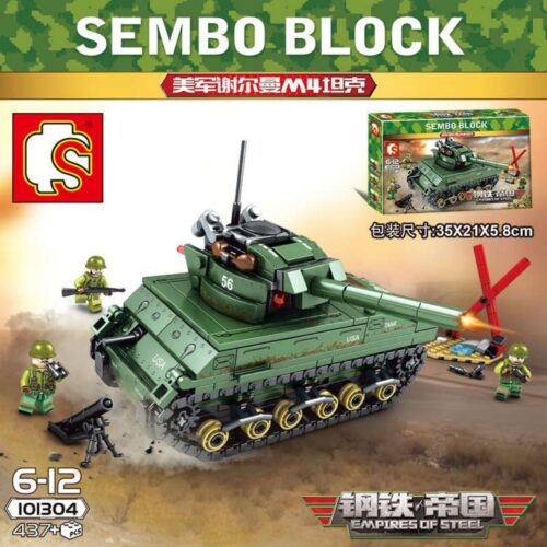 Xe tăng M4 Sherman của Quân đội Mỹ SEMBO 101304 sách lắp ghép SEMBO 1304 Mô hình xe tăng M4 Sherman