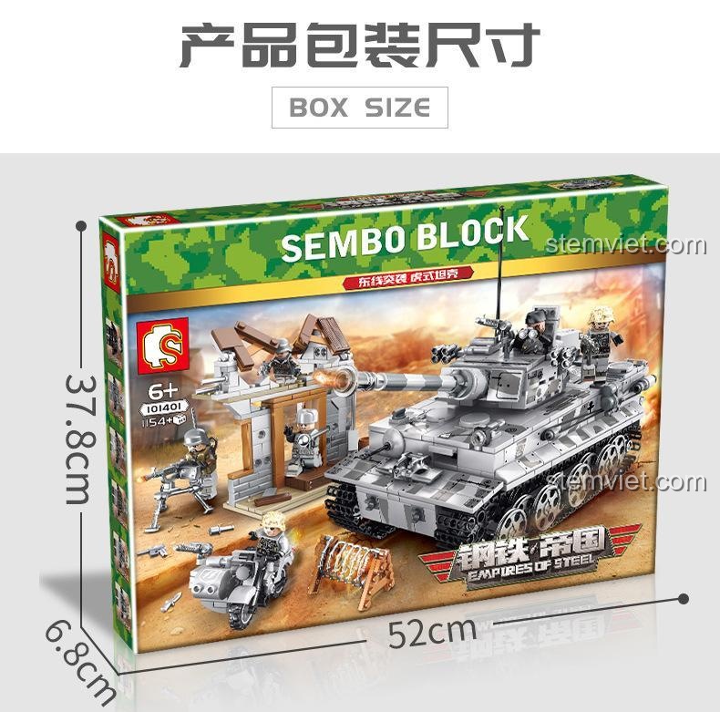 Ảnh tổng thể bộ đồ chơi lắp ráp Xe tăng Tiger I SEMBO 101401, một lựa chọn chất lượng cao.
