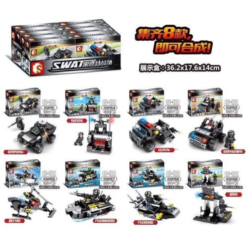 Bộ lắp ghép SEMBO 102155 Đội đặc nhiệm SWAT, đồ chơi lắp ráp xe tải trung tâm chỉ huy di động 8 mẫu hợp thể, phù hợp bé trai 6 tuổi, giá tốt.