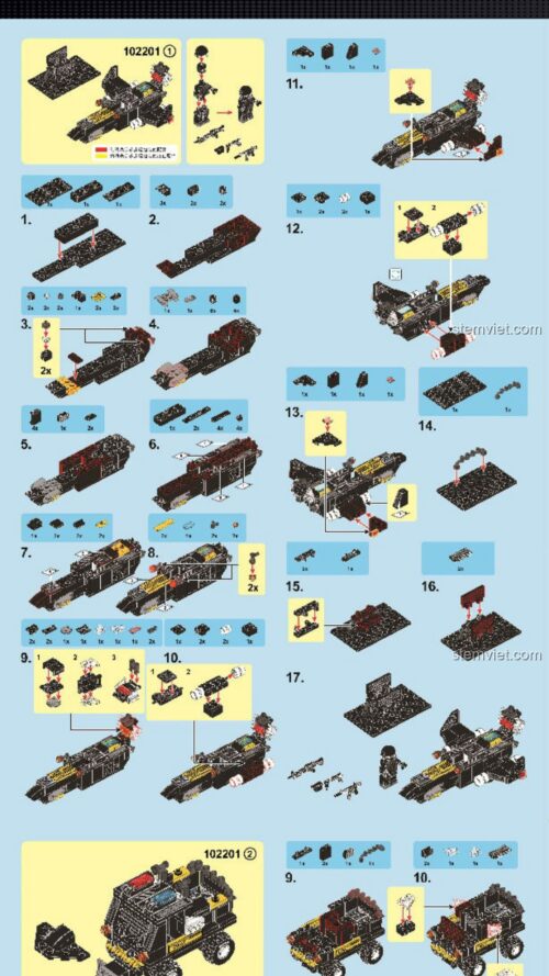 Đội Đặc Nhiệm Đại Bàng Đen: Xe Bọc Thép Hợp Thể SWAT 4 trong 1 SEMBO 102201 hướng dẫn SEMBO 102201 Mô hình xe quân sự