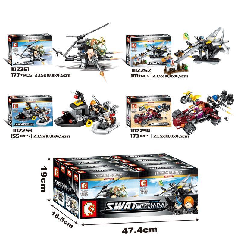 Bộ lắp ghép Thủy phi cơ SWAT SEMBO 102252, đồ chơi lắp ráp máy bay đặc nhiệm cho con trai 6 tuổi, chất lượng cao, giá tốt.