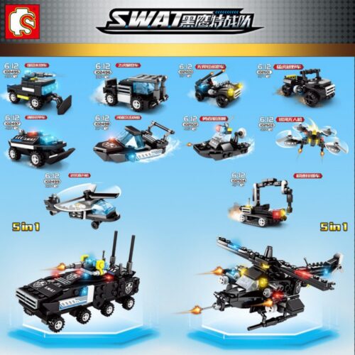 Đội Đặc Nhiệm Ưng Đen: Bộ 10 Xe Chiến Đấu Sembo 102495 sách lắp ghép Sembo 102 495 Phương tiện quân sự