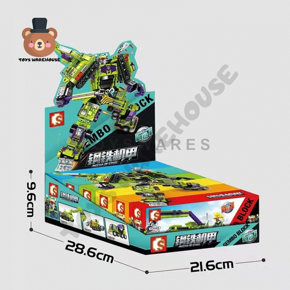 Bộ lắp ráp robot hợp thể Đại Lực Thần Thép 6 trong 1 SEMBO 103085 cho bé trai 6 tuổi, đồ chơi mô hình robot biến hình giá tốt