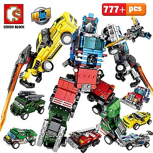 Bộ lắp ráp Robot Mecha of Steel SEMBO 103088 hợp thể từ 6 xe, đồ chơi sáng tạo cho bé trai 6 tuổi giá rẻ.