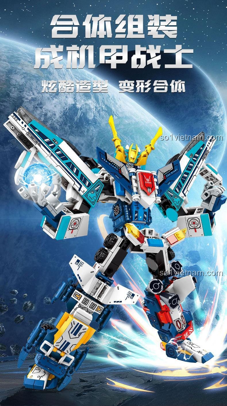 Robot Chiến Đấu Mecha SEMBO 103302-103305, đồ chơi lắp ghép biến hình hợp thể, tạo hình ngầu, cho bé trai 6 tuổi
