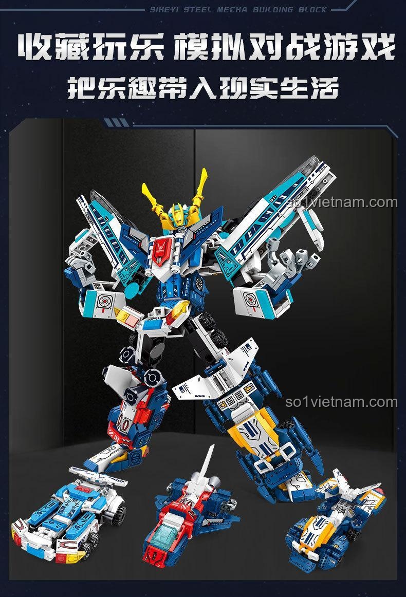 Bộ lắp ghép SEMBO 103302-103305 Robot Biến Hình Chiến Binh Thép Lie Kong, đồ chơi mô hình robot chiến đấu, kích thích sáng tạo cho bé trai 6 tuổi