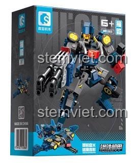 Hộp sản phẩm bộ lắp ráp Mecha Hủy Diệt SEMBO 103381 với hình ảnh robot biến hình thành máy bay phản lực, gồm 248 chi tiết.