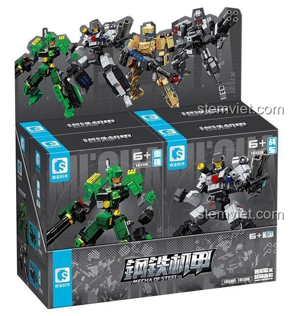 Kích thước chi tiết của Robot Biến Hình Búa Tạ SEMBO 103385, cao 14.9cm. Đồ chơi lắp ráp cho bé trai.