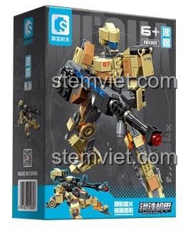 Kích thước chi tiết của 2 mẫu lắp ráp từ bộ đồ chơi mô hình SEMBO 103387 Robot chiến binh Sand Scorpion.