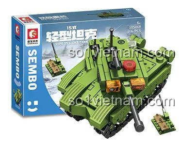 Hộp đồ chơi lắp ráp SEMBO 105068 Xe Tăng Hạng Nhẹ Type 15, bộ xếp hình quân sự đáng tiền cho bé trai 6 tuổi, chất lượng đảm bảo.