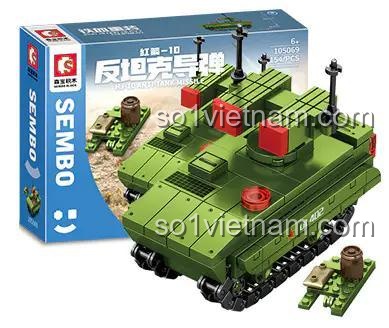 Hộp bộ lắp ghép SEMBO 105069 Xe Tăng Chống Tăng Hồng Tiễn-10 giá rẻ cho bé trai 6 tuổi