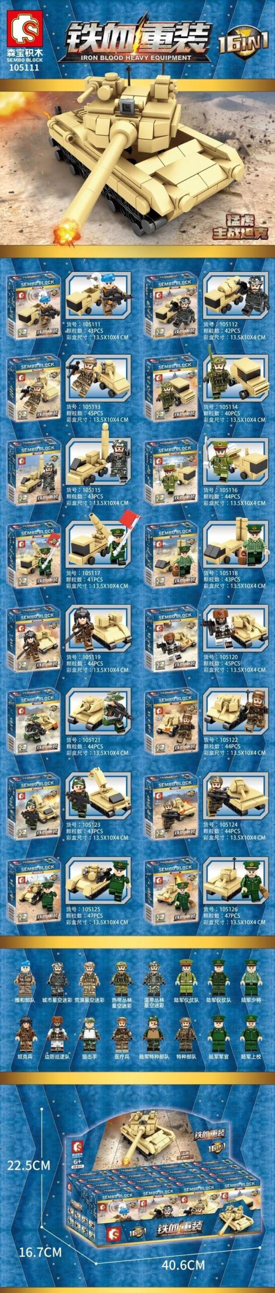 Bộ lắp ghép Xe Tăng Chủ Lực Hổ Thép SEMBO 105111 16 trong 1, đồ chơi lắp ráp quân sự cho bé trai 6 tuổi, giá tốt, có ảnh hộp sản phẩm.