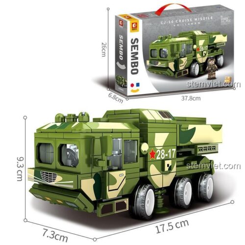 Kích thước đồ chơi mô hình SEMBO 105601 Xe Tải Quân Sự Chở Tên Lửa CJ-10, món quà ý nghĩa cho con trai.
