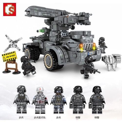 Bộ lắp ghép SEMBO 107065 Pháo Tự Hành Shanghai Fortress 1112 mảnh với 5 minifigures lính đặc nhiệm, đồ chơi quân sự giá tốt cho bé trai 6 tuổi.