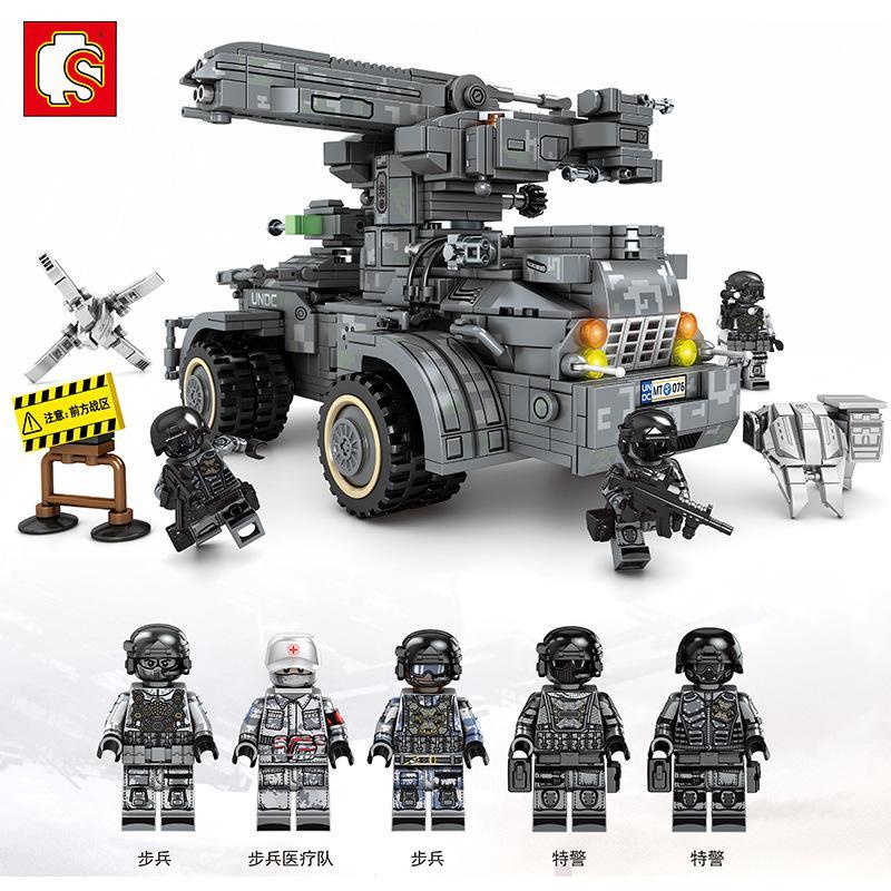 Bộ lắp ghép SEMBO 107065 Pháo Tự Hành Shanghai Fortress 1112 mảnh với 5 minifigures lính đặc nhiệm, đồ chơi quân sự giá tốt cho bé trai 6 tuổi.