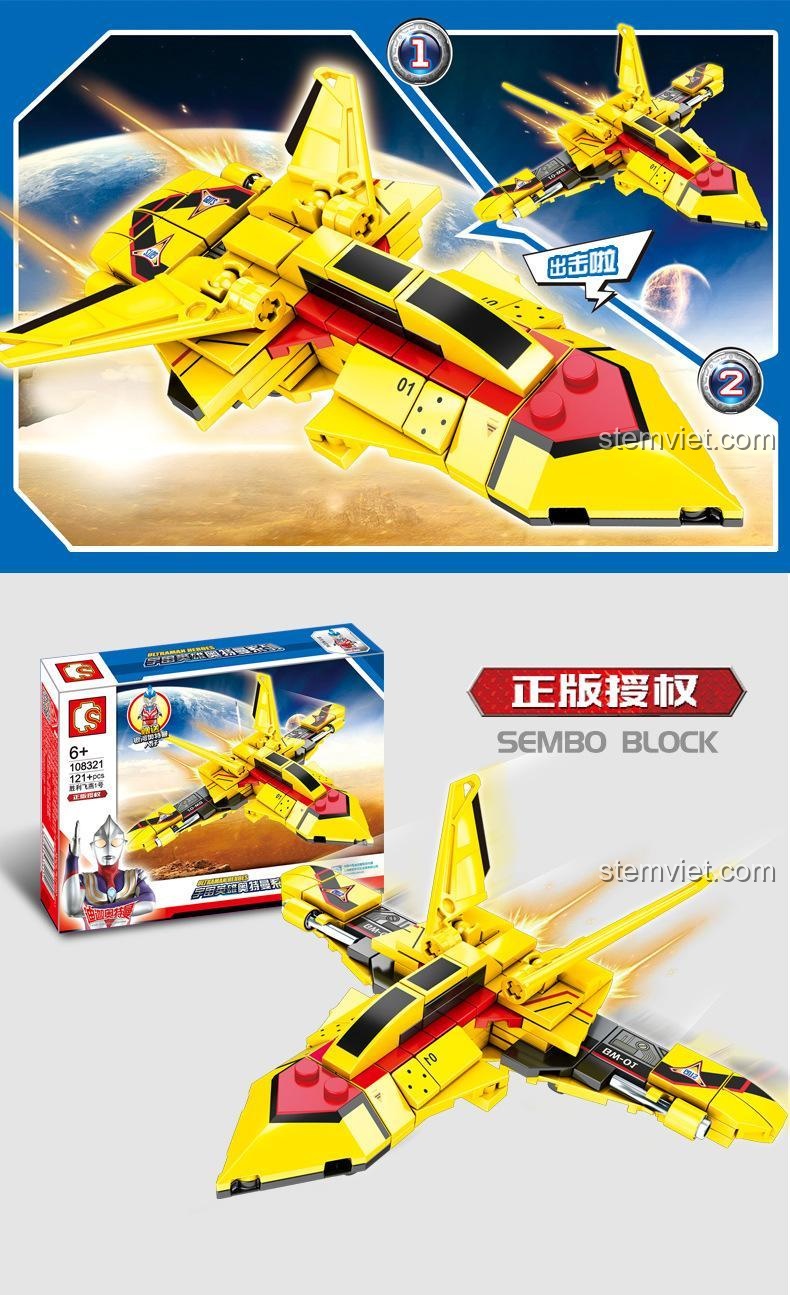 Bộ lắp ghép SEMBO 108321 Chiến đấu cơ Victory Swallow 1, đồ chơi mô hình cho bé trai, tương thích LEGO®.