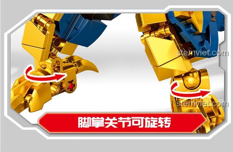 Chi tiết khớp bàn chân có thể xoay của bộ xếp hình Siêu Thú Tối Thượng U-Killer Saurus SEMBO 108651.