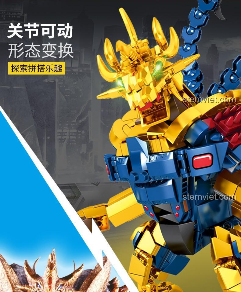 Chi tiết khớp nối linh hoạt của mô hình Kẻ hủy diệt Saurus SEMBO 108651, cho phép thay đổi nhiều tư thế.