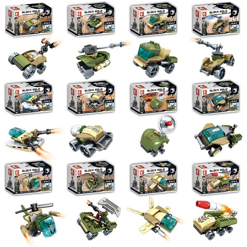 Bộ lắp ráp Tổ hợp Xe chiến đấu Black Gold SEMBO 11510, bộ sưu tập 12 xe quân sự mini cho bé trai 6 tuổi giá rẻ.