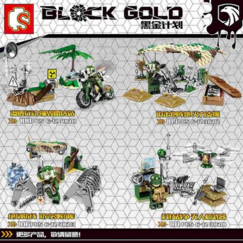 Bộ Lắp Ráp Kế Hoạch Hắc Kim: 4 Cảnh Quân Sự Mini SEMBO 11601 - Sách lắp ghép SEMBO 11601 Lính đặc nhiệm