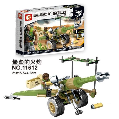 bộ lắp ráp Pháo dã chiến SEMBO 11612, đồ chơi quân sự cho bé trai 6 tuổi, giá rẻ. Mô hình pháo binh hạng nặng với 1 minifigure.