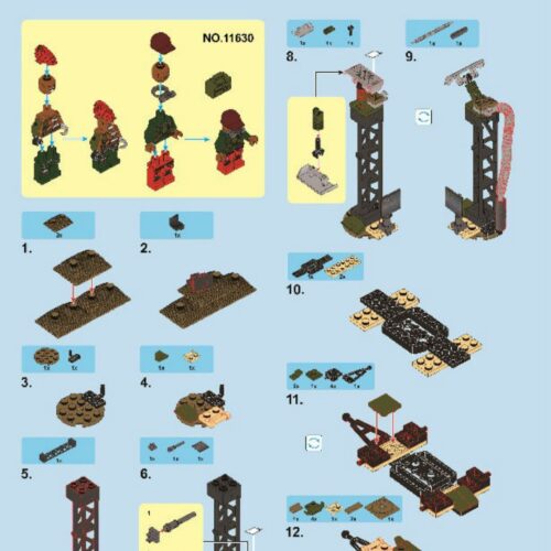 Sách Hướng Dẫn Lắp Ráp PDF Gốc SEMBO 11630 Bộ Lắp Ráp Xe Phóng Tên Lửa Quân Sự Black Gold