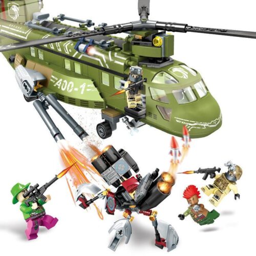 Bộ lắp ráp Trực thăng CH-47 Chinook SEMBO 11700 với 4 lính đặc nhiệm, đồ chơi quân sự cho bé trai 6 tuổi giá rẻ.