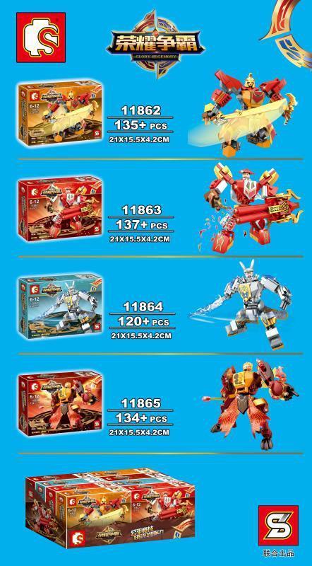 SEMBO 11864 Glory Hegemony Mecha 4 Models - Bộ lắp ghép robot chiến đấu cho bé trai 6-12 tuổi, 135+ mảnh ghép, chất liệu nhựa ABS cao cấp, giá tốt