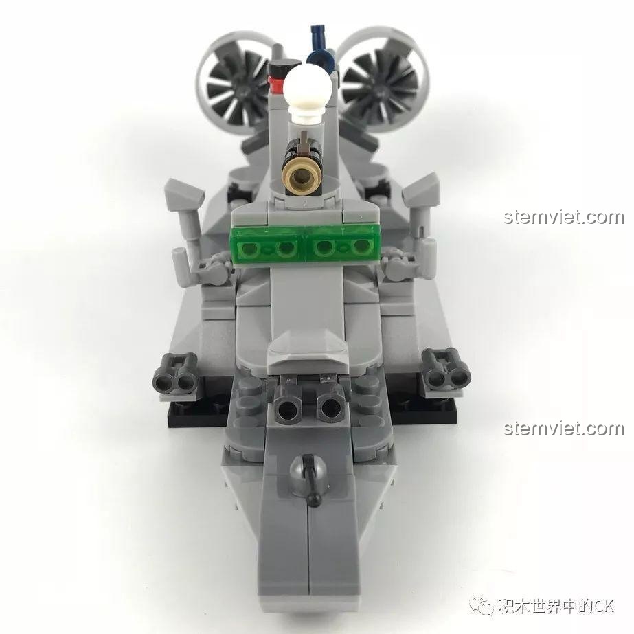 Tàu Tuần Tra Tốc Độ Cao SEMBO 12171 nhìn từ phía trước, với các chi tiết vũ khí và động cơ, đồ chơi lắp ráp cho bé trai.