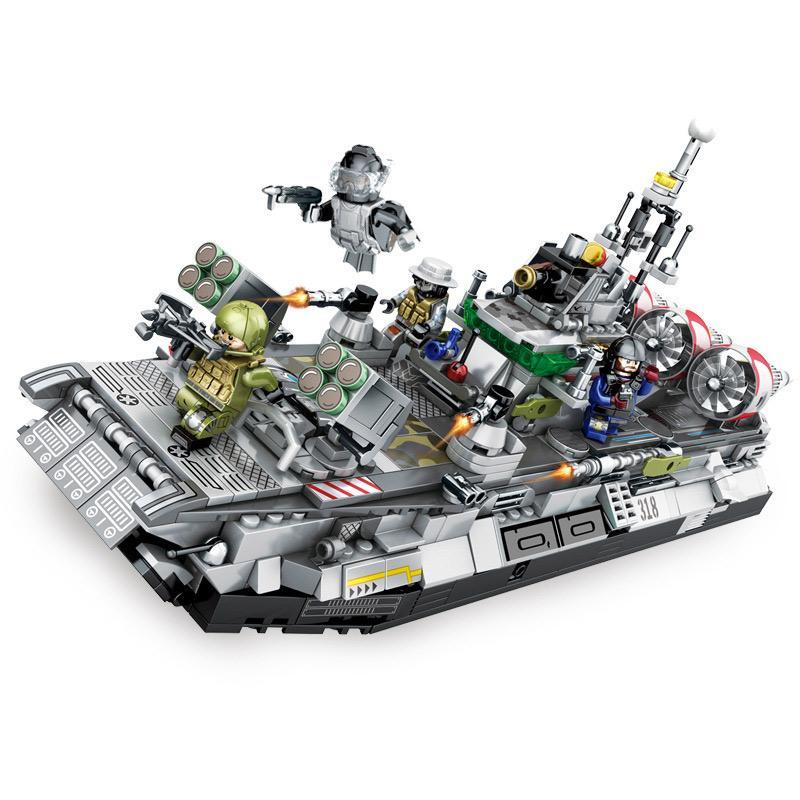 Bộ lắp ráp Tàu Đệm Khí Quân Sự Hợp Thể SEMBO 12171 với 701 mảnh ghép, mô hình chiến đấu 4 trong 1 giá tốt cho bé trai 6-12 tuổi.