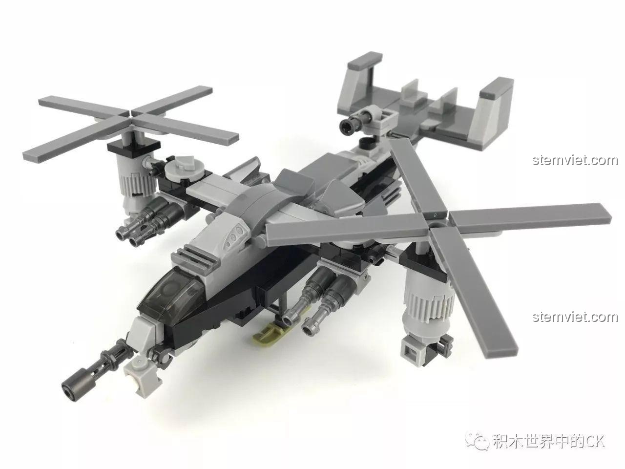 Mô hình Trực Thăng Cánh Quạt Chết Chóc từ bộ lắp ráp SEMBO 12171, thiết kế độc đáo với cánh quạt xoay