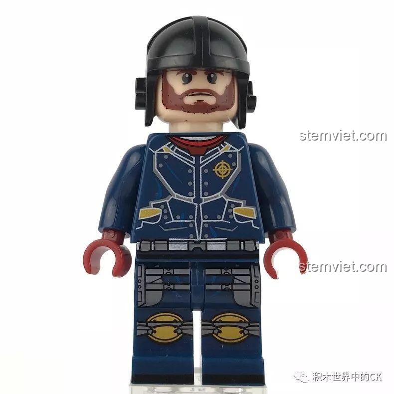 Minifigure lính không quân của Bộ đồ chơi SEMBO 12171, không đội mũ, thể hiện chi tiết khuôn mặt và trang phục.