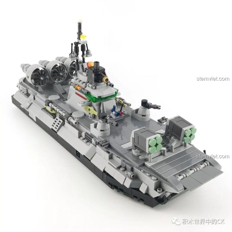 Mô hình Tàu Đệm Khí Bison hợp thể từ bộ lắp ráp SEMBO 12173, đồ chơi mô hình quân sự 4-in-1 cho bé trai 6 tuổi.
